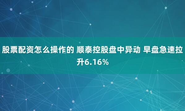 股票配资怎么操作的 顺泰控股盘中异动 早盘急速拉升6.16%