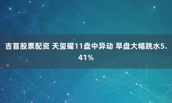 吉首股票配资 天玺曜11盘中异动 早盘大幅跳水5.41%